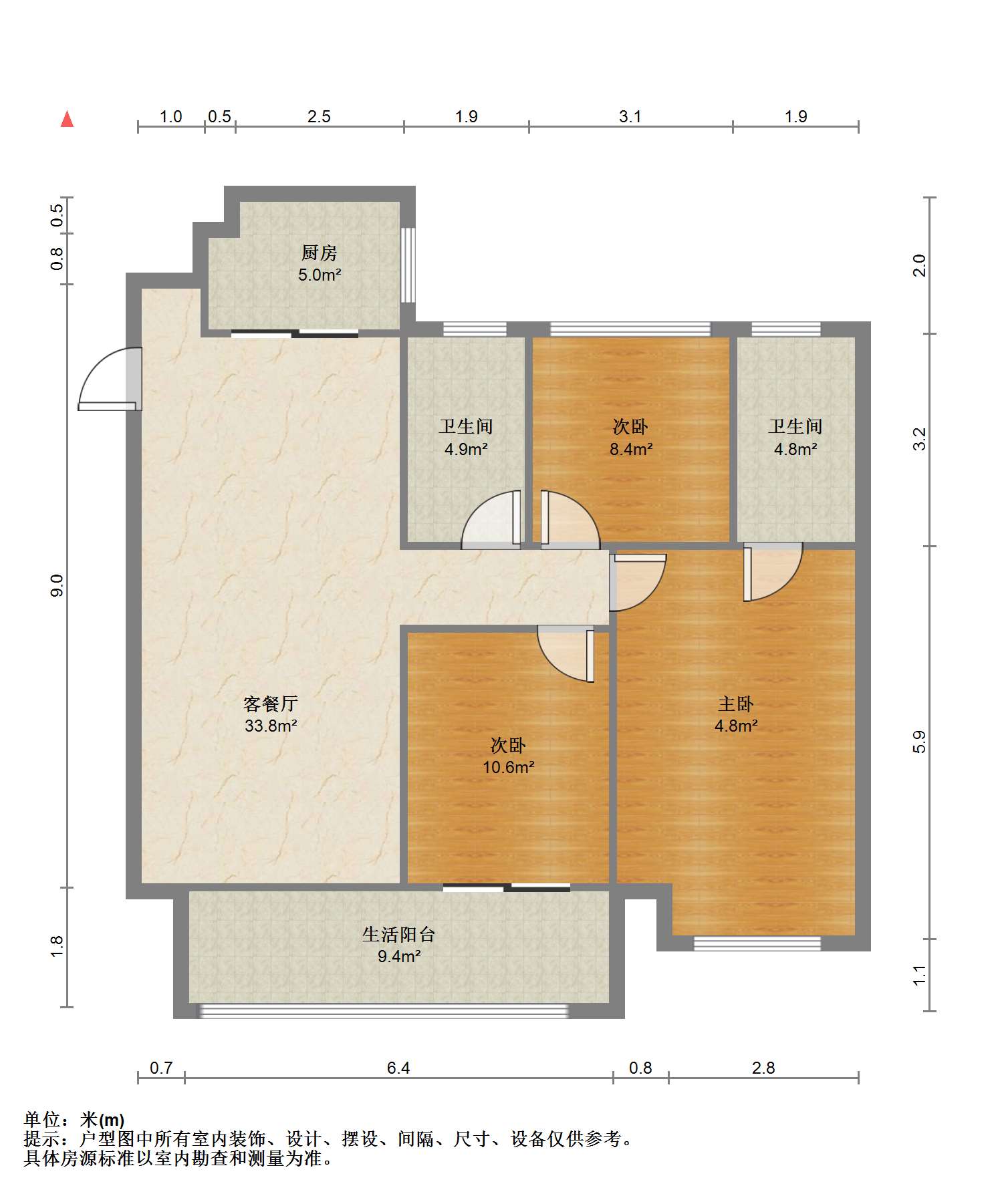 湖山源著 3室2厅1卫 115m&sup2;