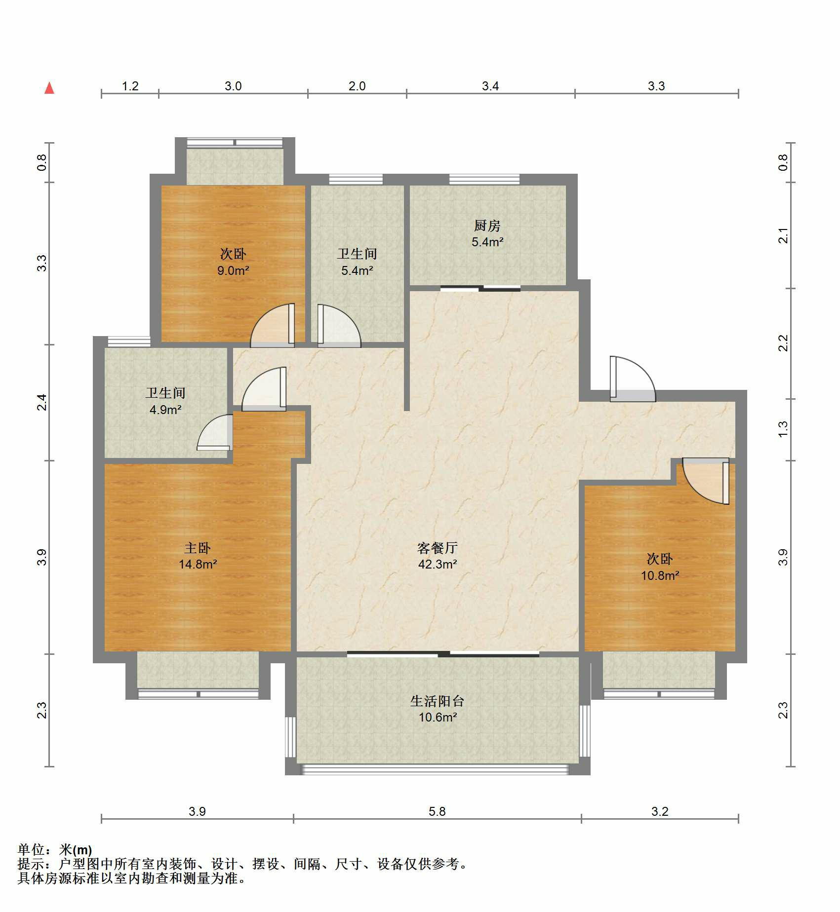 万濠禧园 3室2厅2卫 128.00m&sup2;