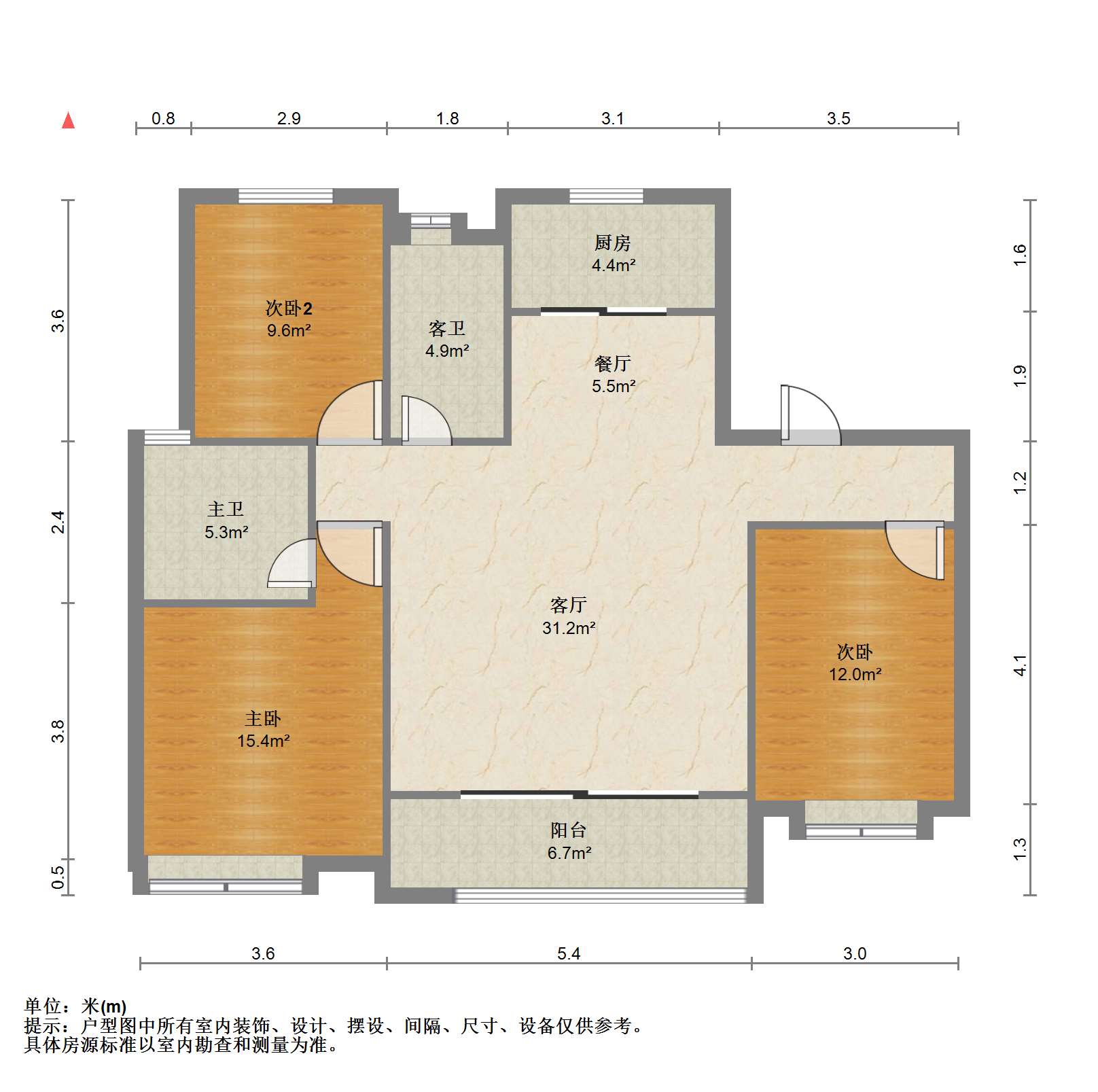 滨江道江园 3室2厅2卫 127m&sup2;
