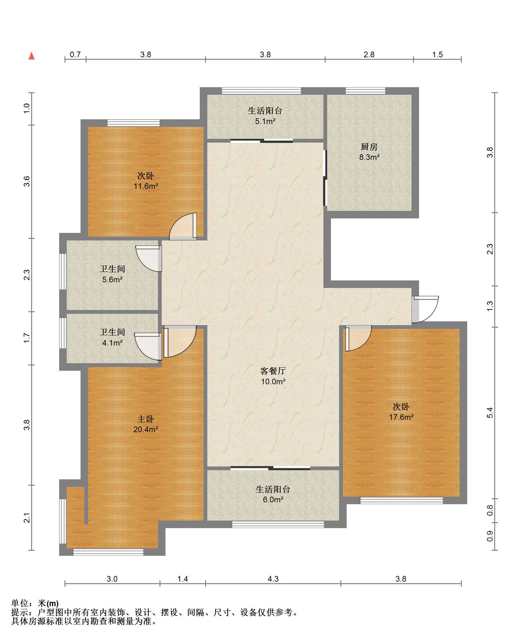 万和华府 3室2厅2卫 143.00m&sup2;