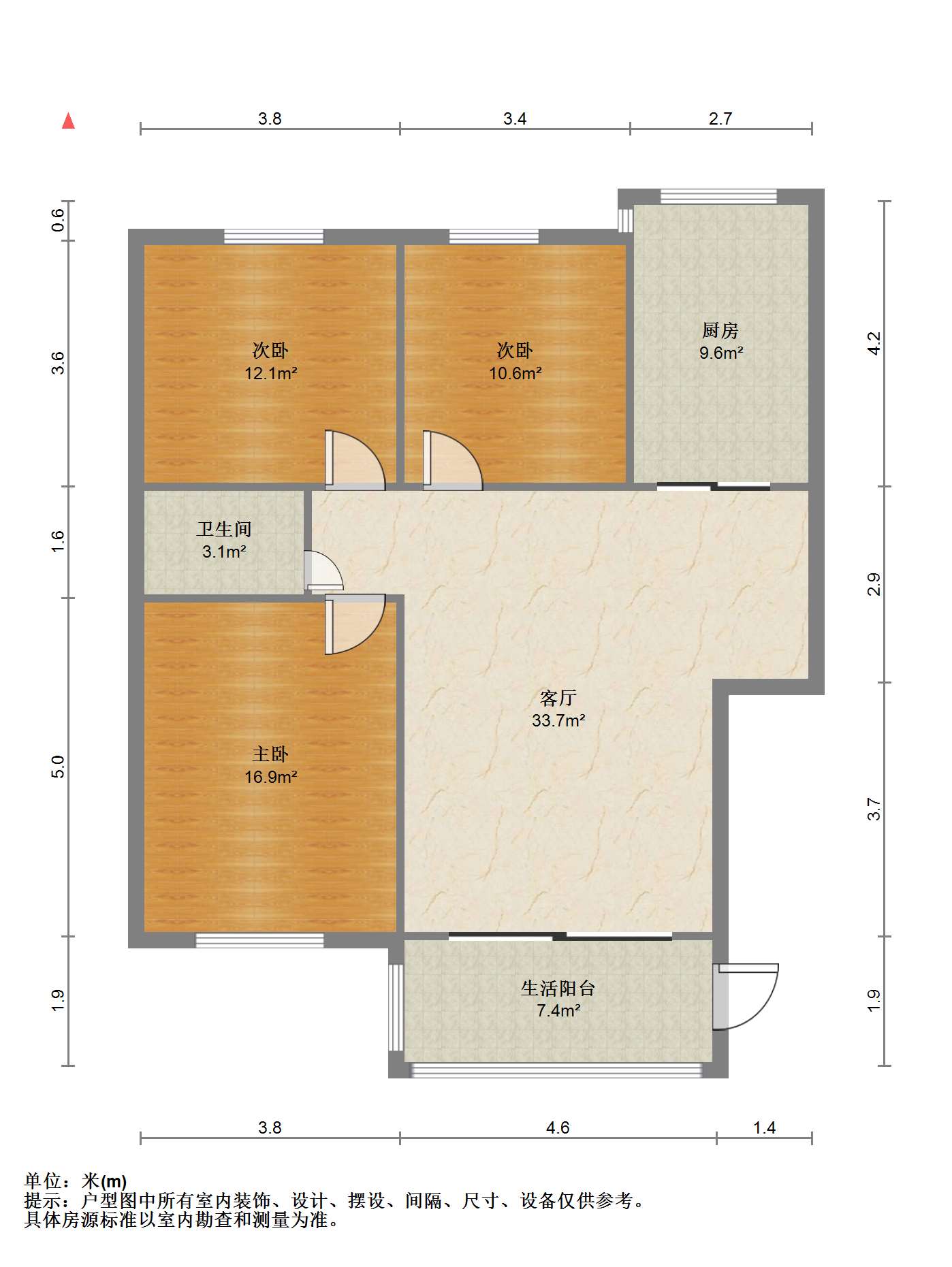 银花苑 3室1厅1卫 103m&sup2;