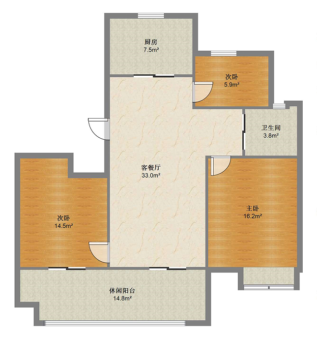 卓越万科新都会 3室2厅1卫 97m&sup2;