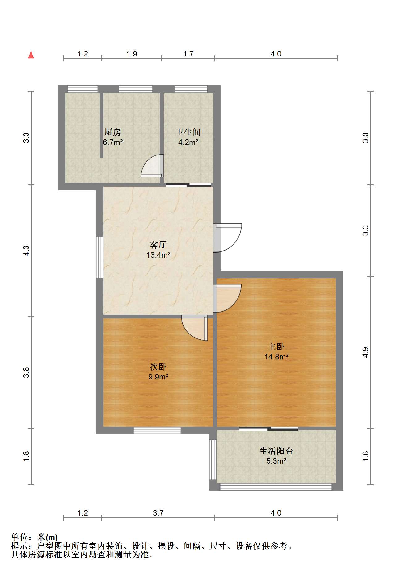富贵园 2室1厅1卫 62.31m&sup2;