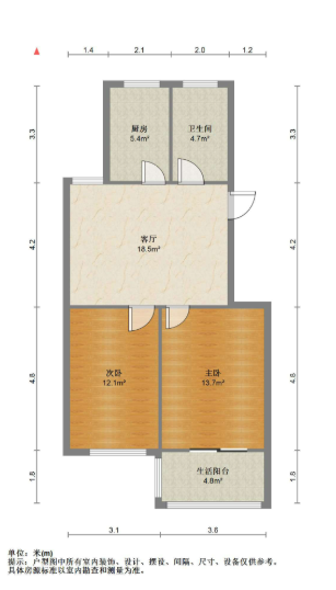 南通东苑小区 2室1厅1卫 71.49m&sup2;