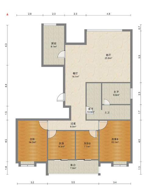新瑞文化翡翠园 4室2厅2卫 174m&sup2;