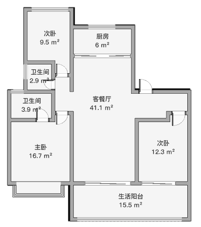 远创樽樾 3室2厅2卫 125m&sup2;