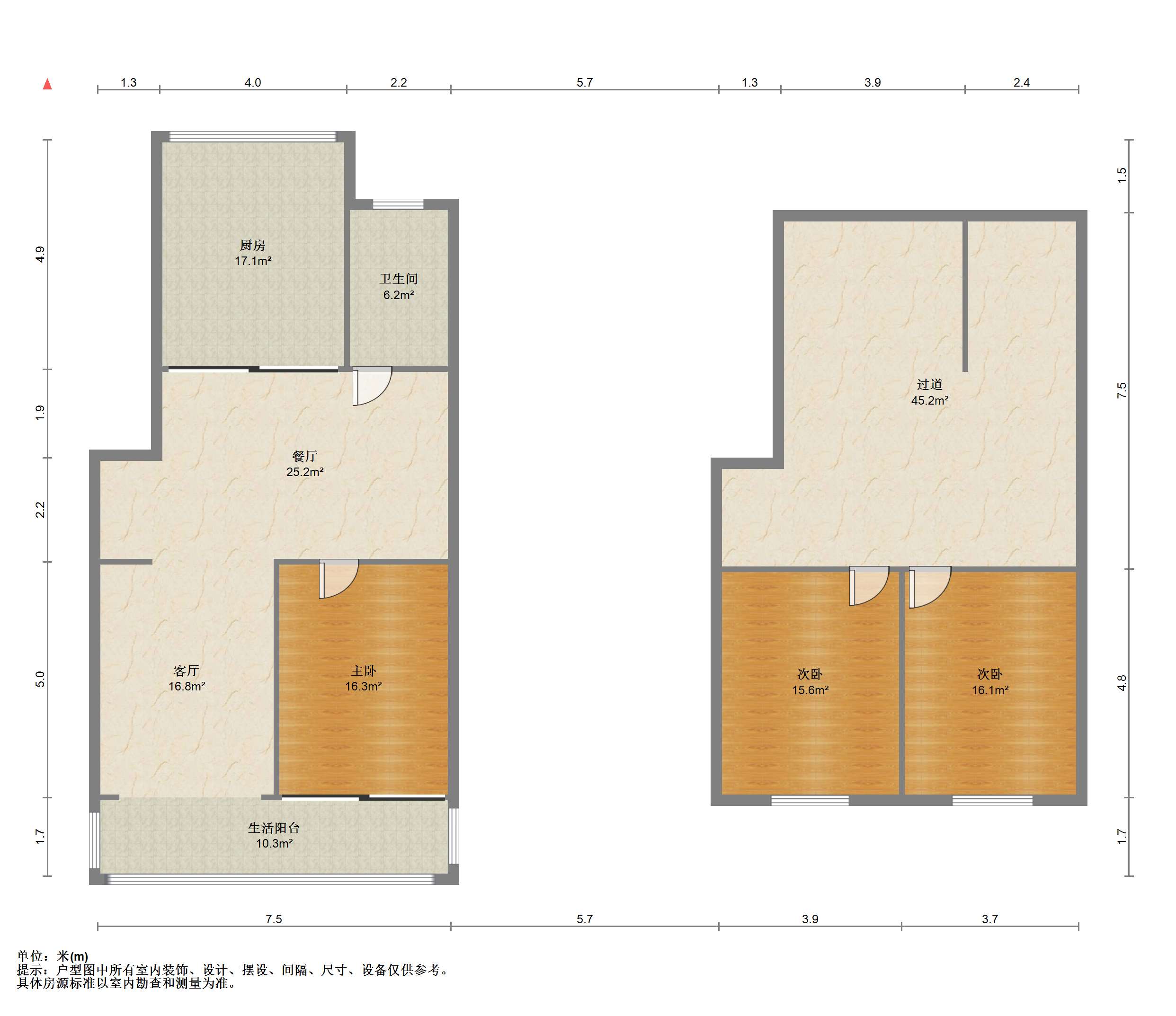 永和花苑 3室2厅1卫 154.01m&sup2;