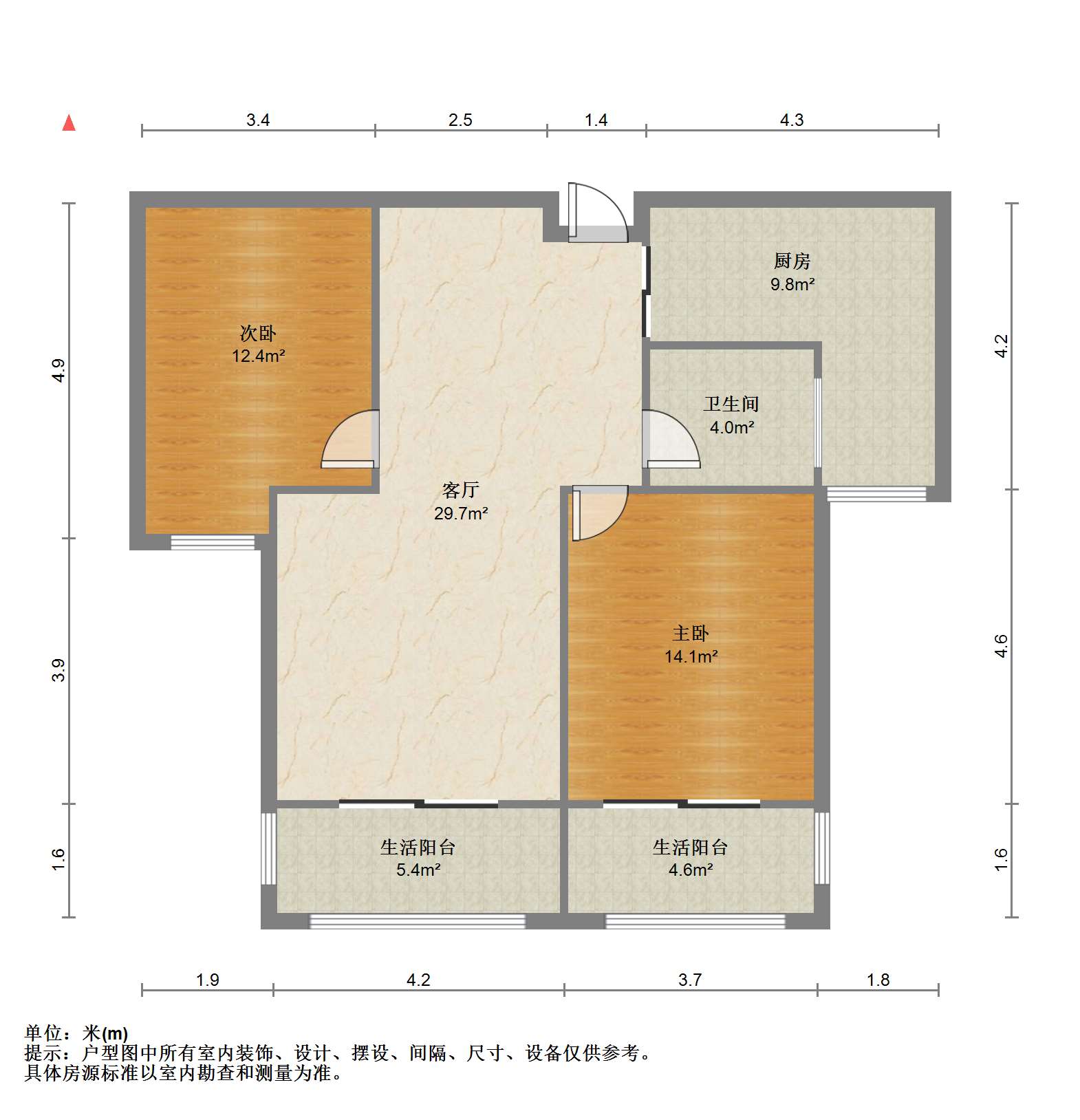 南通橡树湾 2室2厅1卫 99m&sup2;