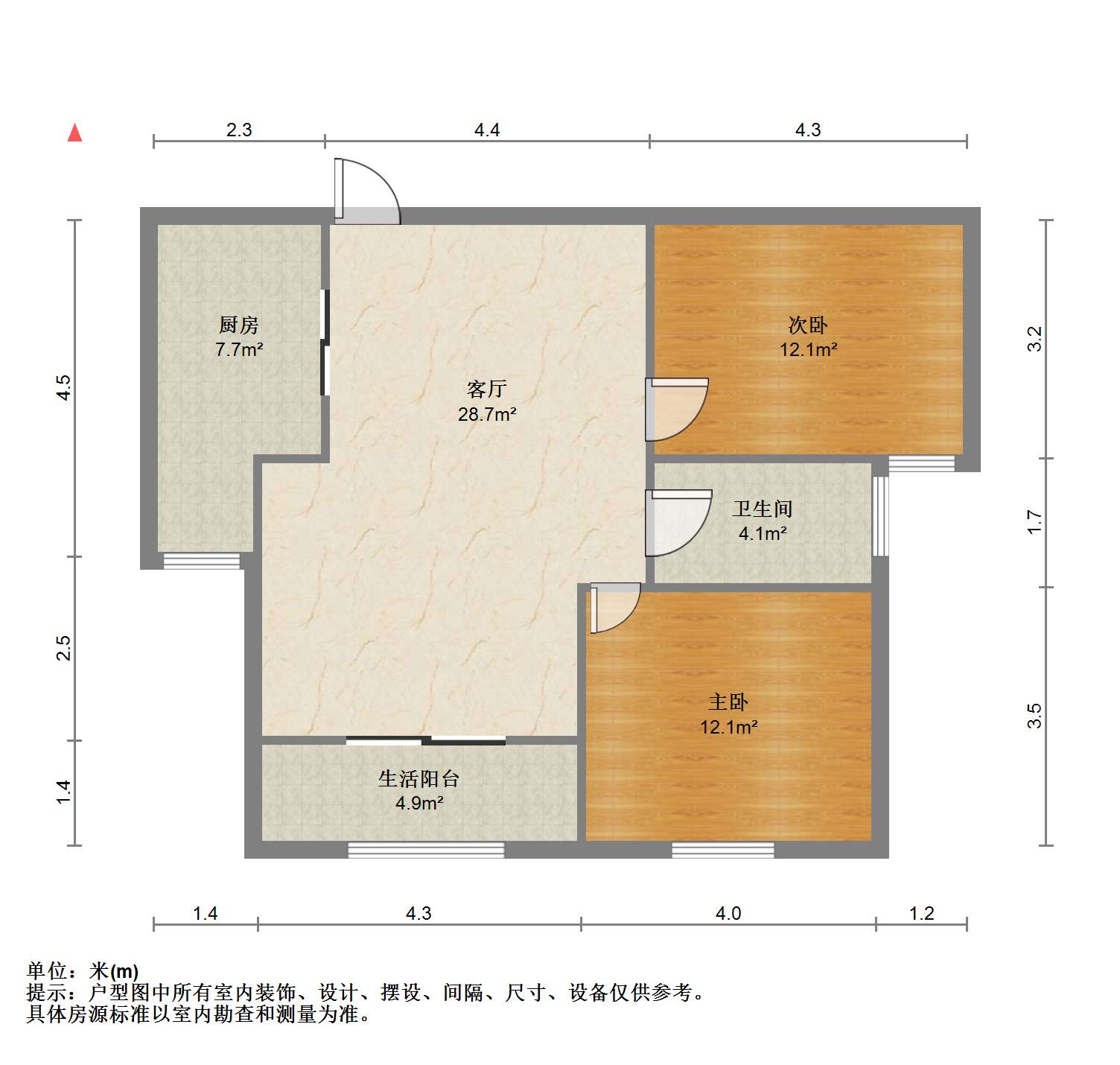江景苑小区 2室1厅1卫 88m&sup2;