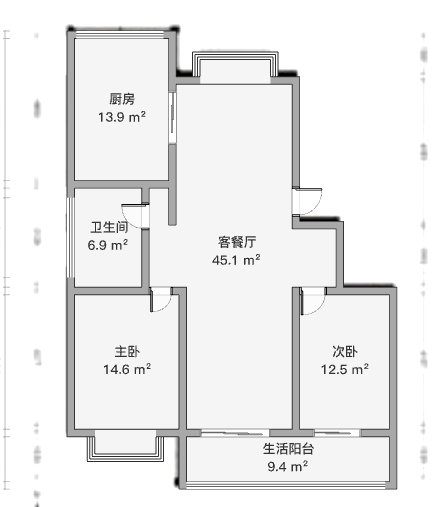 德民花苑西区 2室1厅1卫 115m&sup2;