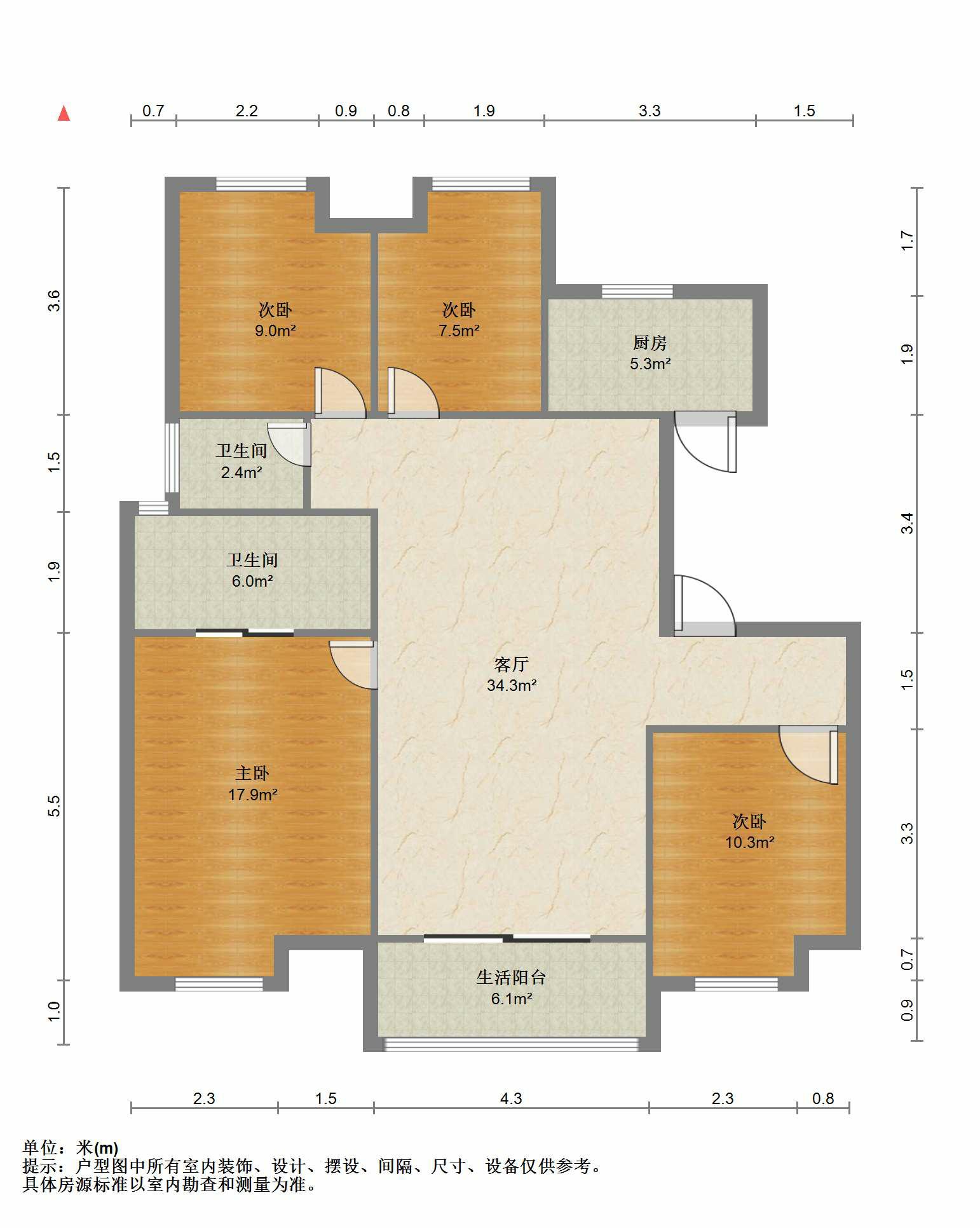 保利香槟国际 4室2厅2卫 128m&sup2;