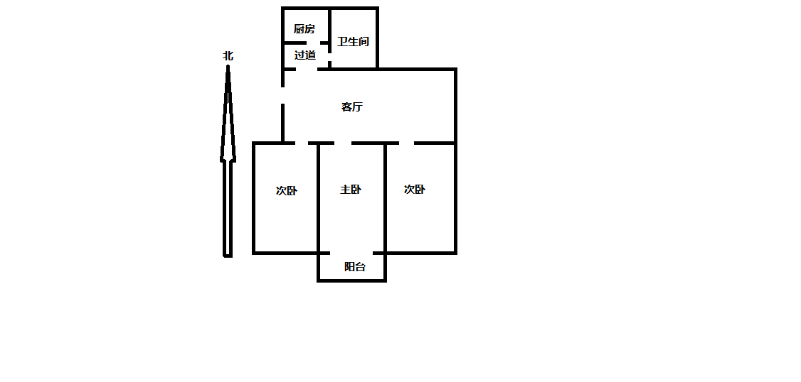 郭里园 3室1厅1卫 103m&sup2;