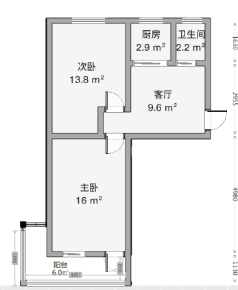 东赵家巷 2室1厅1卫 61.28m&sup2;