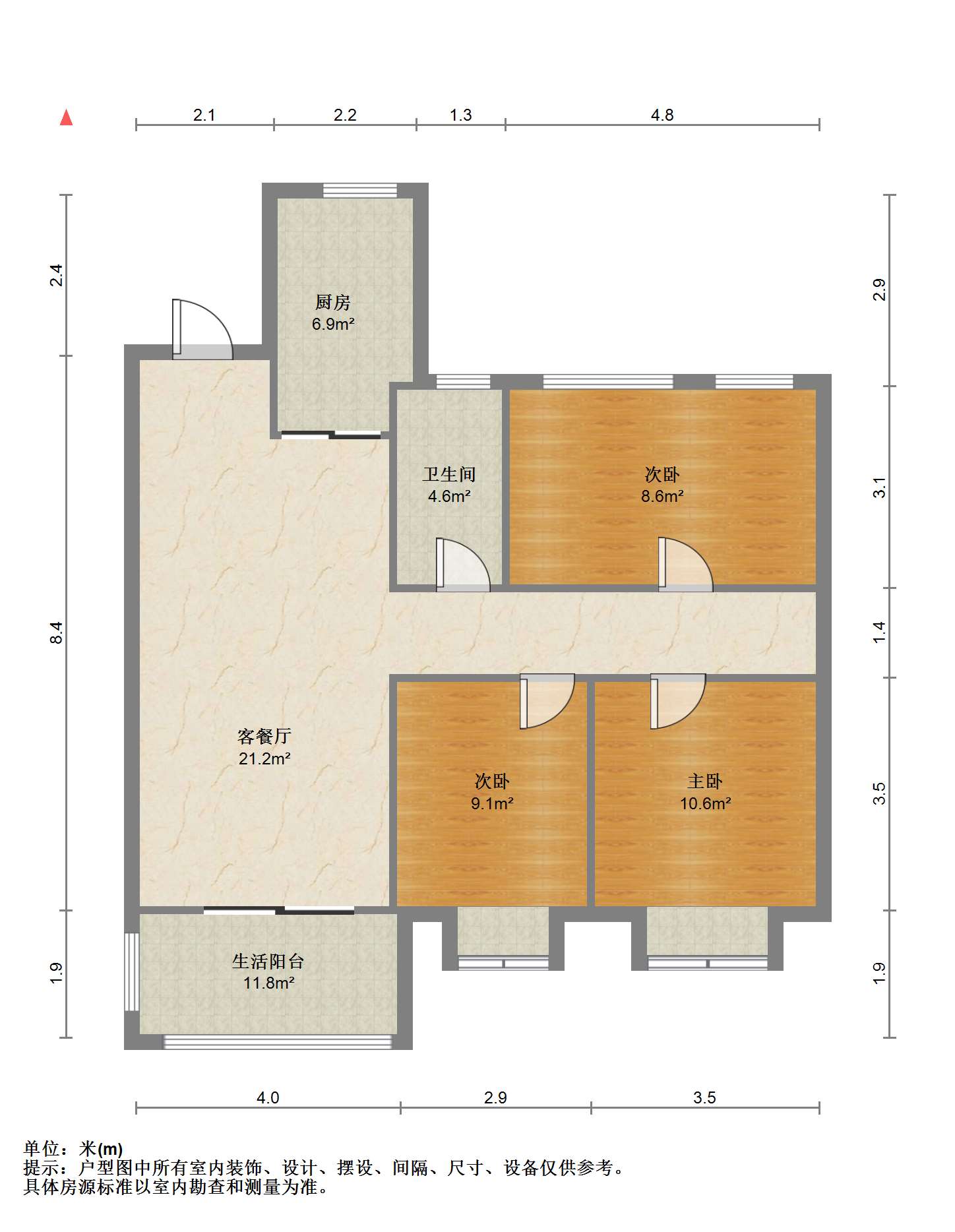 华润悦锦湾 3室2厅1卫 117.00m&sup2;