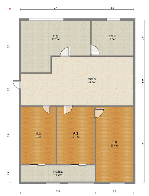 金南小区 3室2厅1卫 121.00m&sup2;
