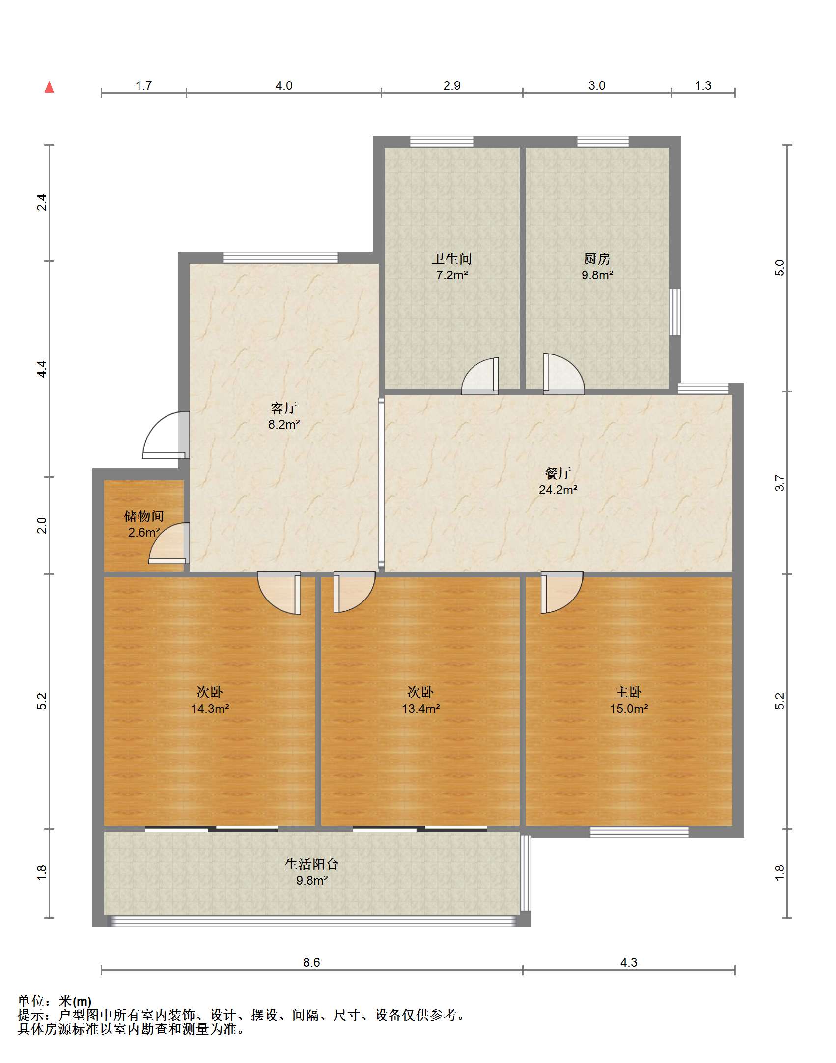 弘运园 3室2厅1卫 110.24m&sup2;