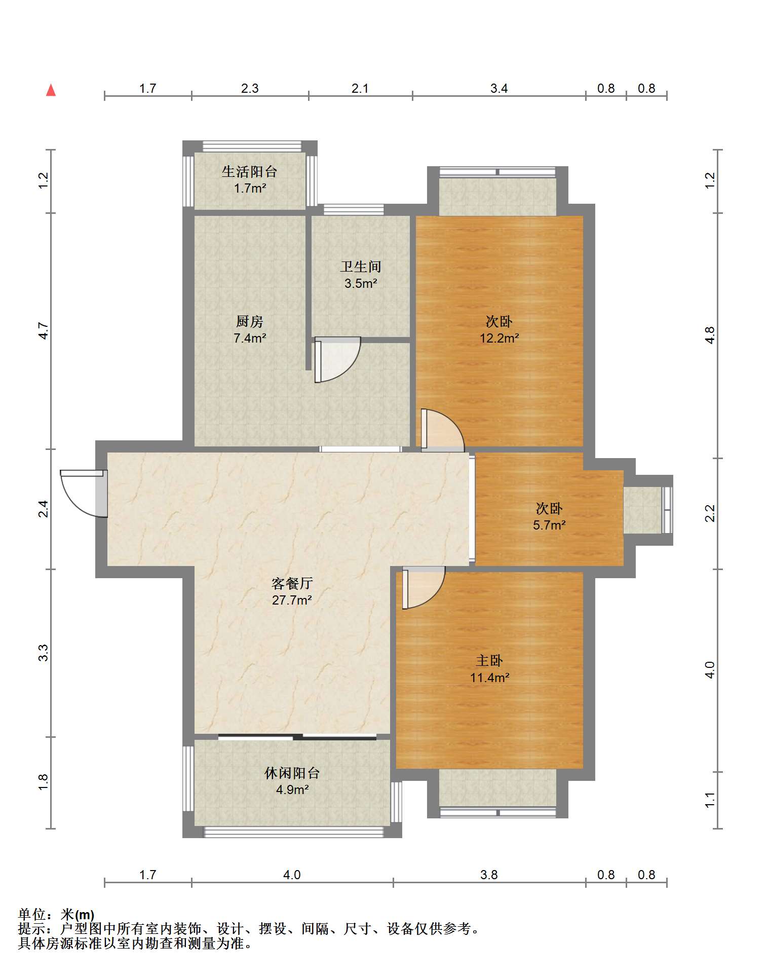 苏建阳光新城 3室2厅1卫 108.66m&sup2;