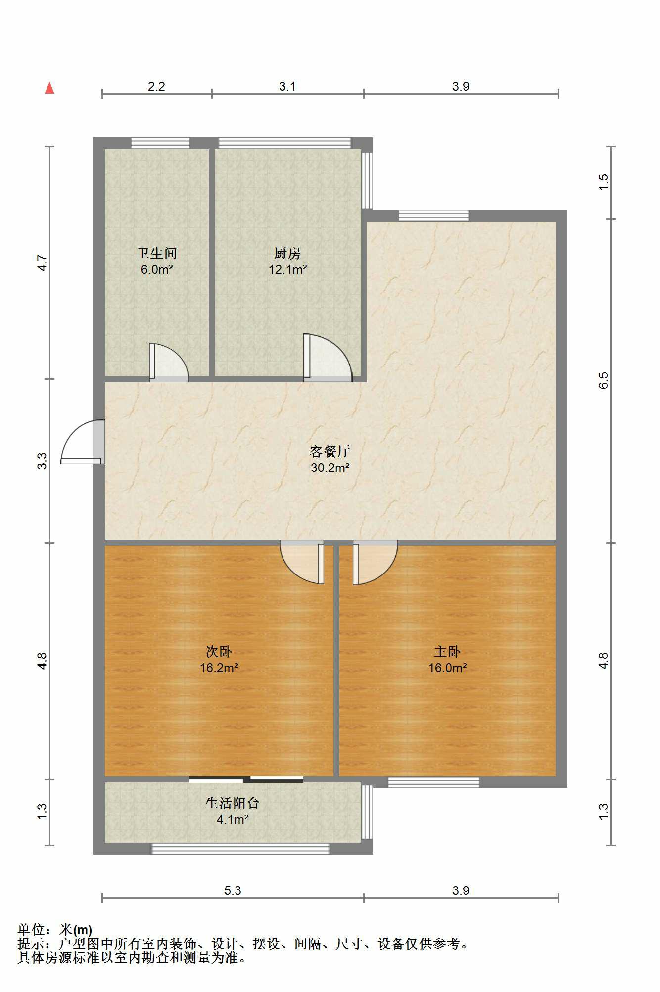 越江新村 3室1厅1卫 88.14m&sup2;