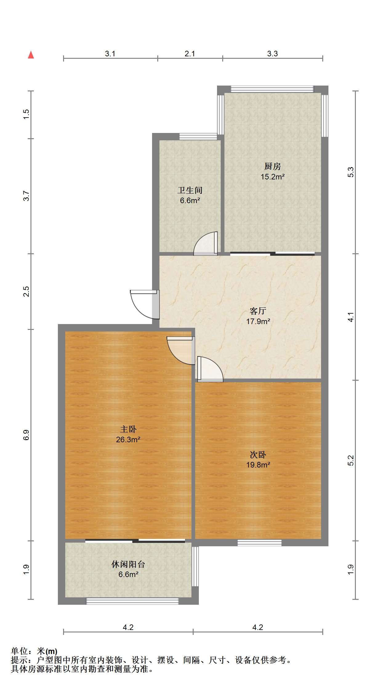 天山花苑西区 2室1厅1卫 83m&sup2;