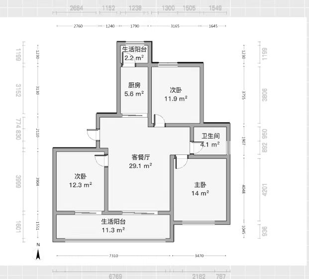 沙家圩花苑 3室2厅1卫 125.63m&sup2;