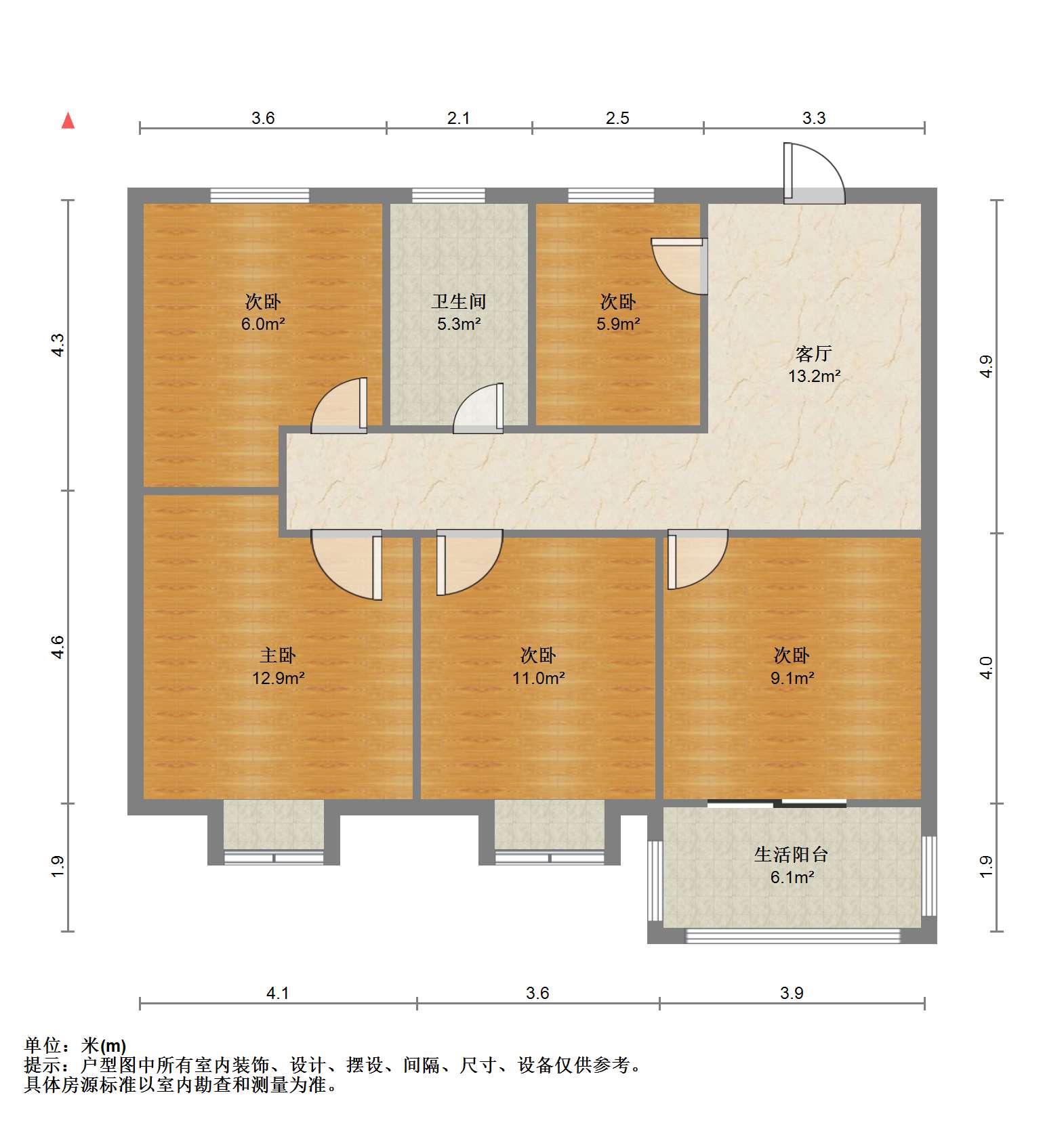 华润悦锦湾 5室1厅1卫 96.00m&sup2;