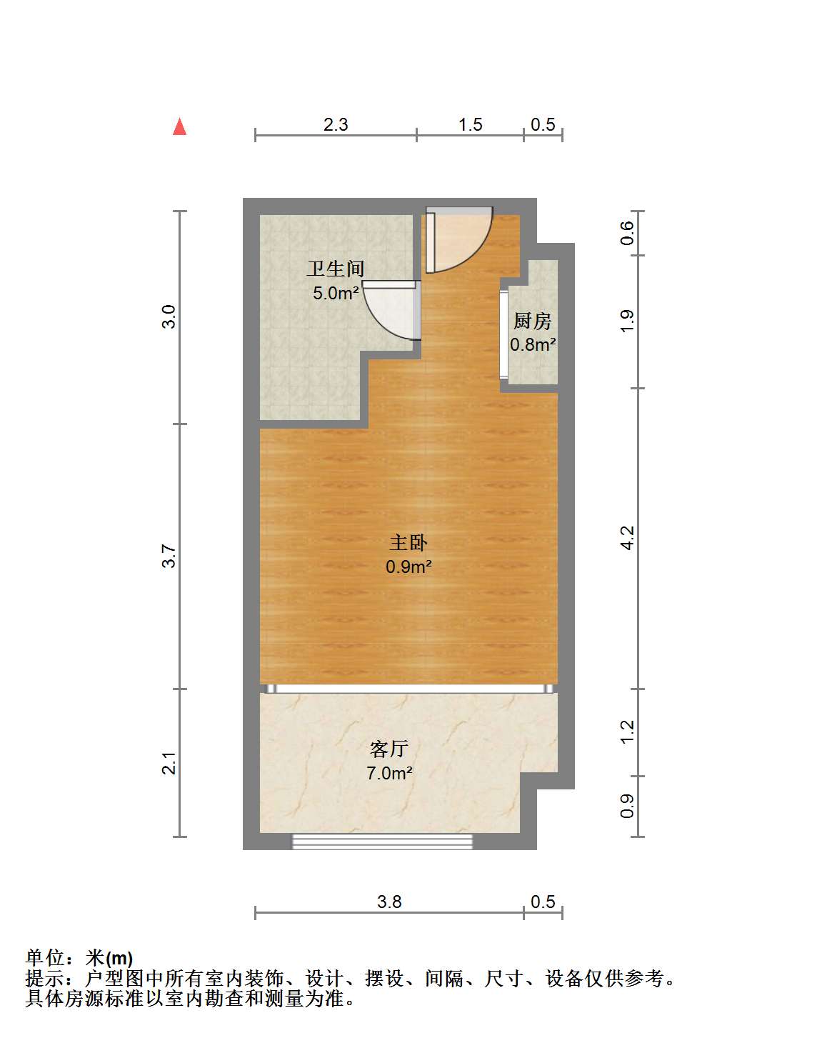 圆融堤调 1室1厅1卫 58m&sup2;