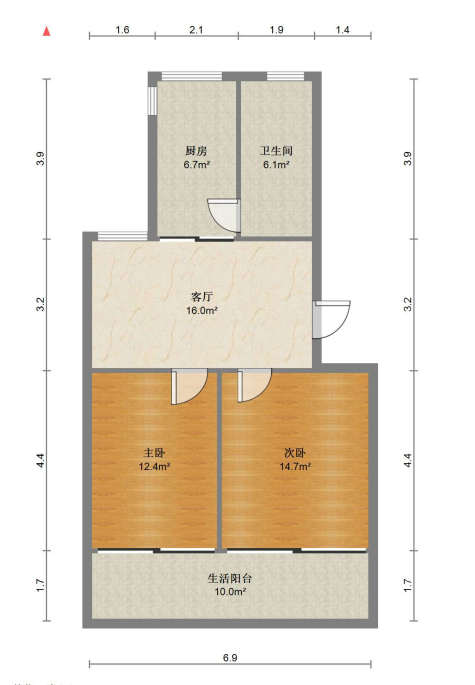 北濠桥东村 2室2厅1卫 67.87m&sup2;