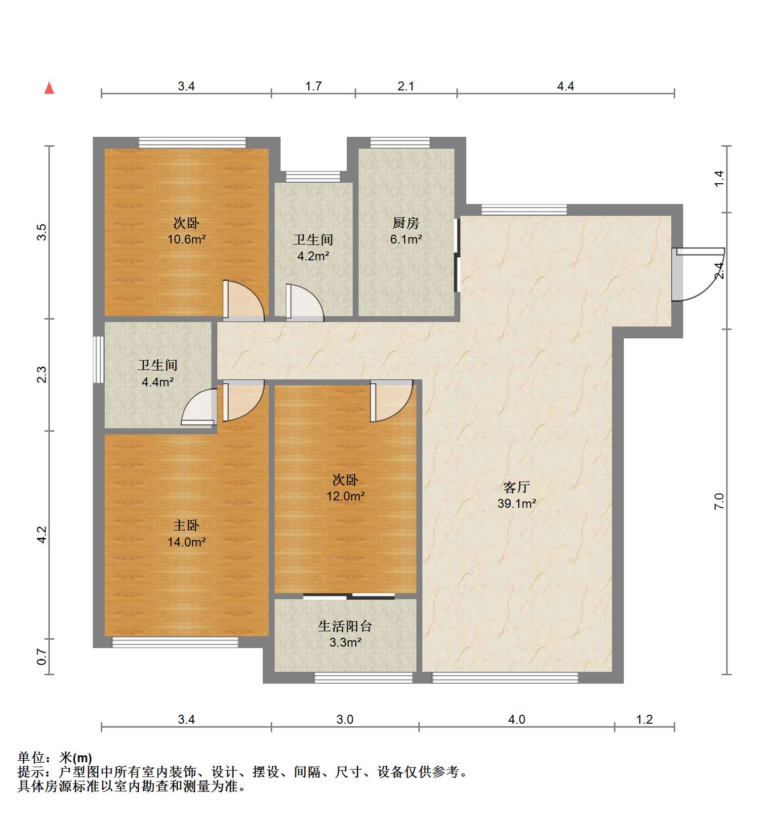 翠园 3室2厅2卫 132m&sup2;