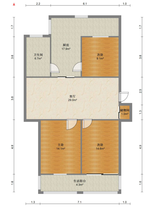 华侨花苑 3室1厅1卫 100m&sup2;