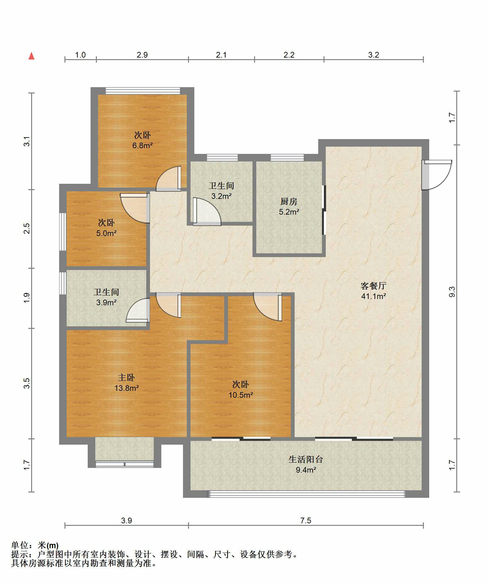时光漫城 4室2厅2卫 124.66m&sup2;