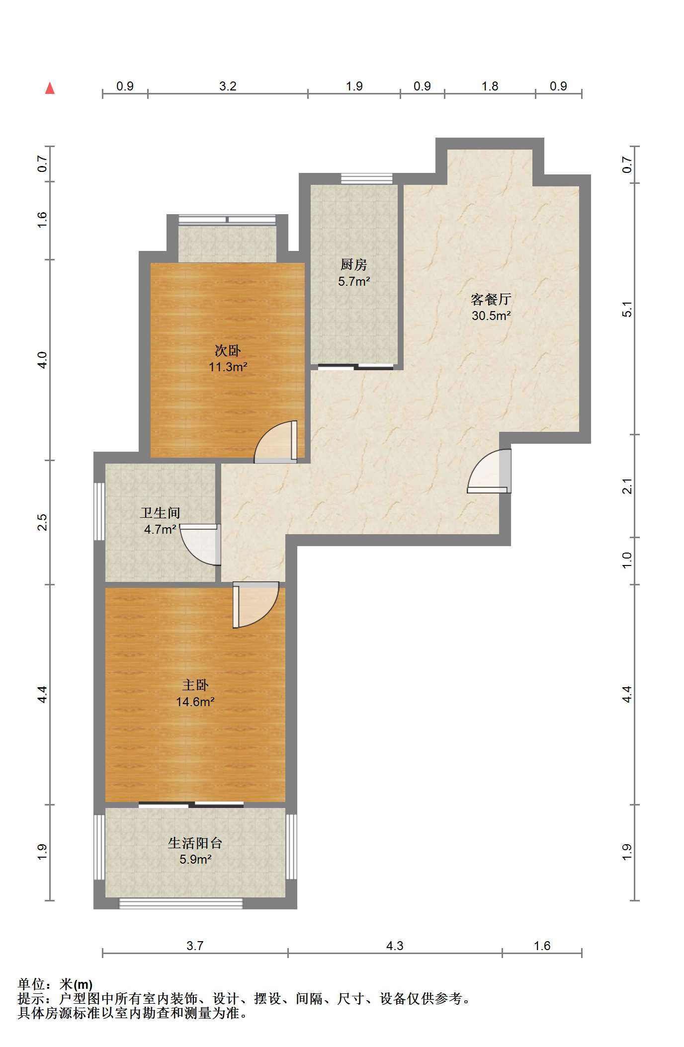 炜赋花苑 2室2厅1卫 77.80m&sup2;