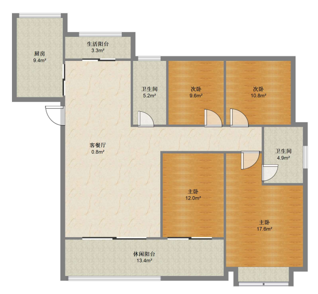 华强城四期 4室2厅2卫 137m&sup2;