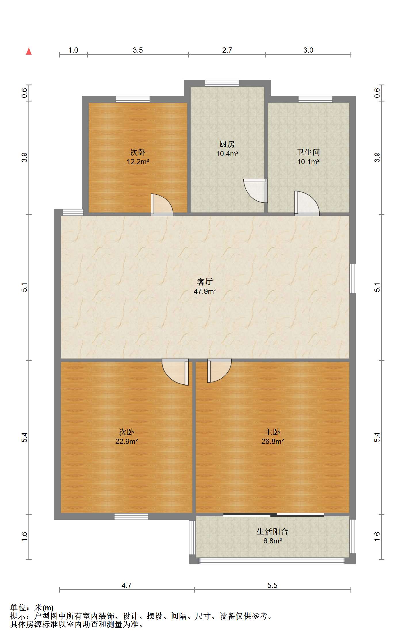 郭里园 3室1厅1卫 98.34m&sup2;