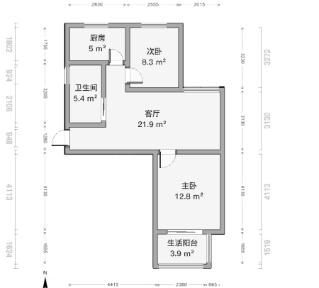 惠泽苑 2室1厅1卫 81.00m&sup2;