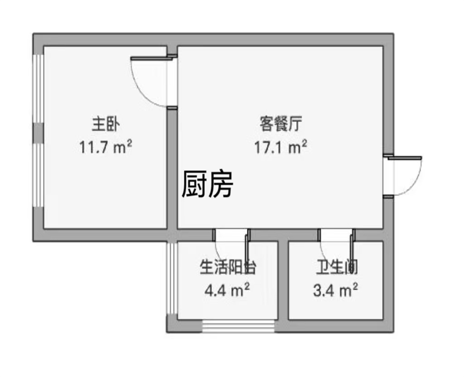 濠南君邑 1室1厅1卫 60m&sup2;