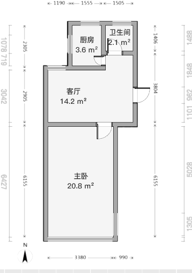 南川园新村 1室1厅1卫 42.44m&sup2;