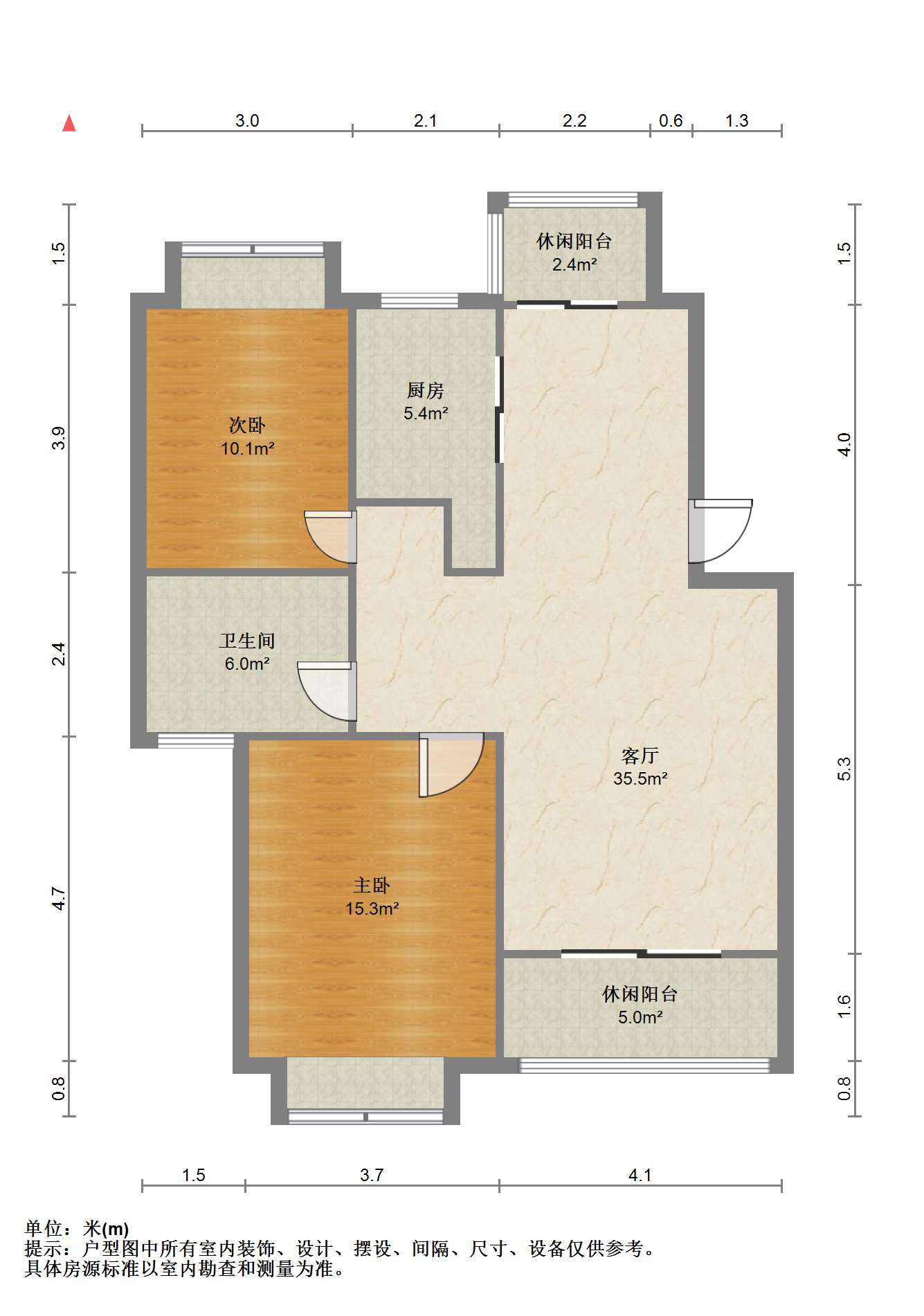 江海皇都私家花园 2室2厅1卫 92.96m&sup2;