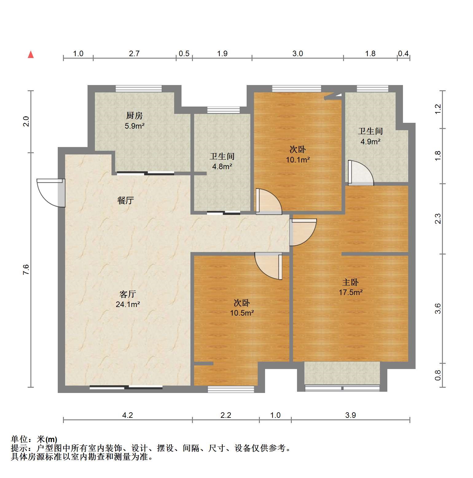 万科濠河传奇 3室1厅1卫 114.84m&sup2;