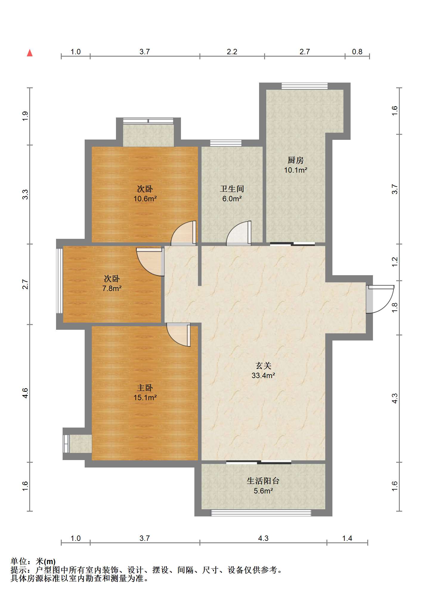 苏建学府雅居 3室2厅1卫 113m&sup2;