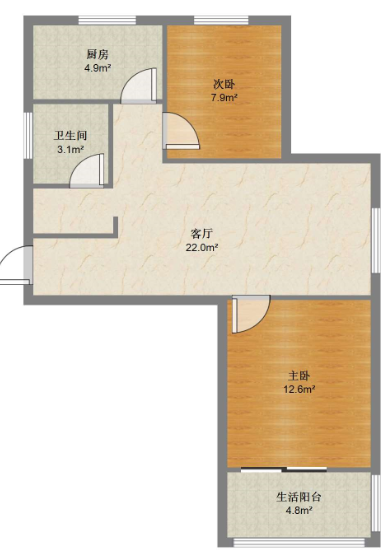 惠泽苑 2室1厅1卫 81.62m&sup2;