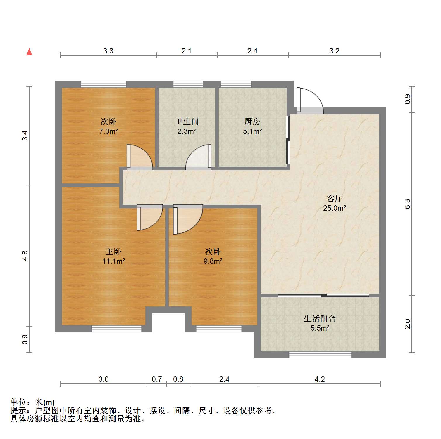 新城香溢紫郡 3室2厅1卫 88.99m&sup2;