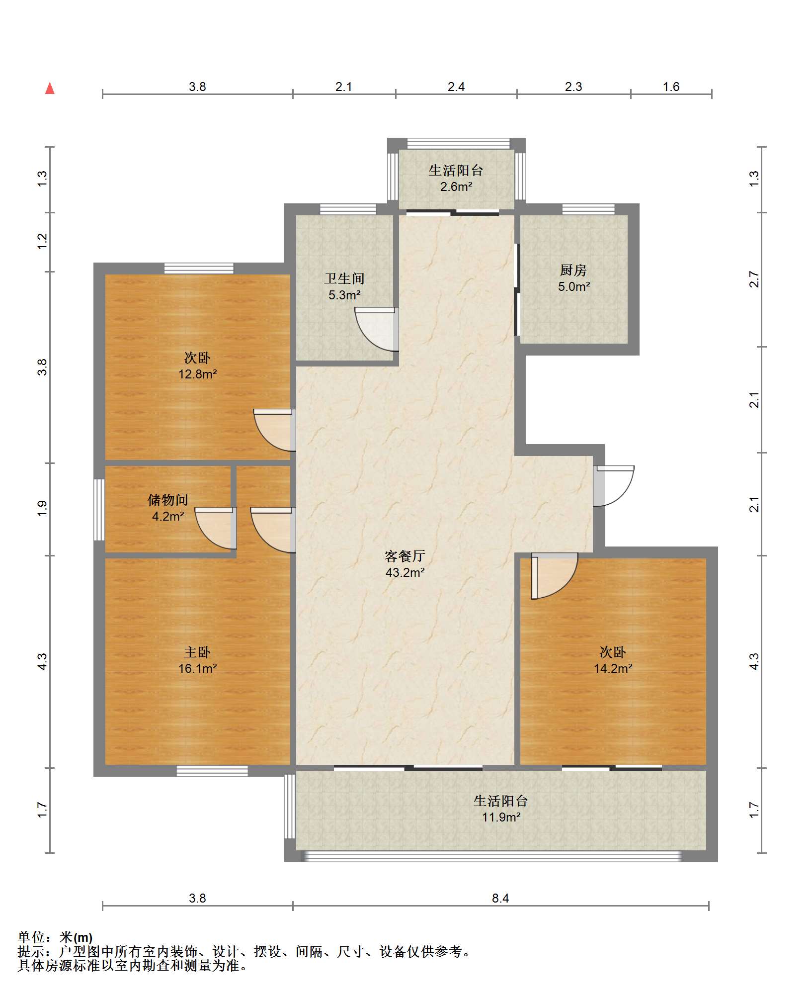 红星嘉苑 3室1厅1卫 138.00m&sup2;