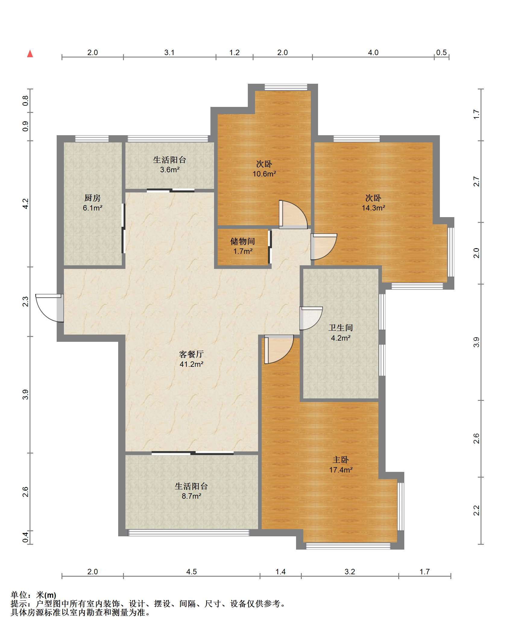 苏建学府雅居 3室2厅1卫 135m&sup2;