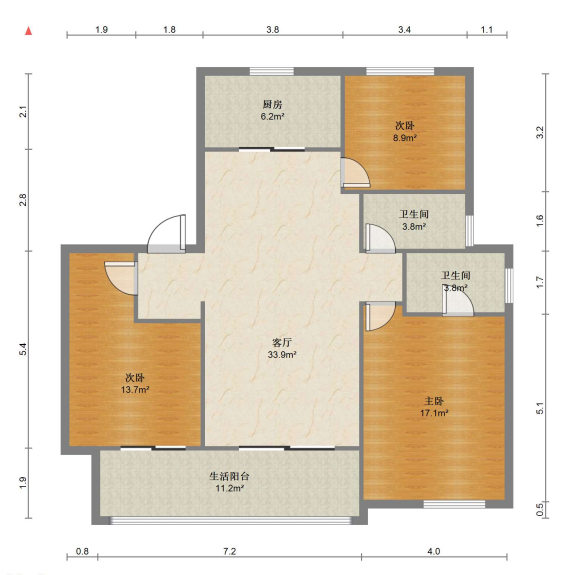 湖山源著 3室2厅2卫 125m&sup2;