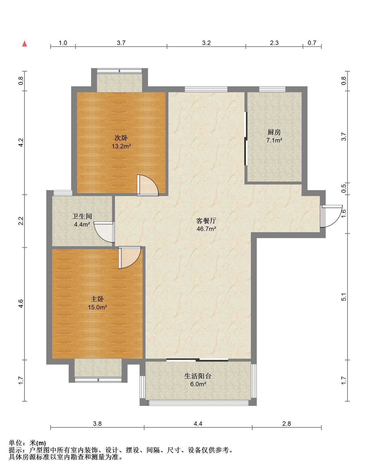 水榭花都 2室2厅1卫 115.00m&sup2;