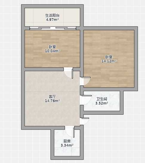 白家园 2室1厅1卫 63m&sup2;