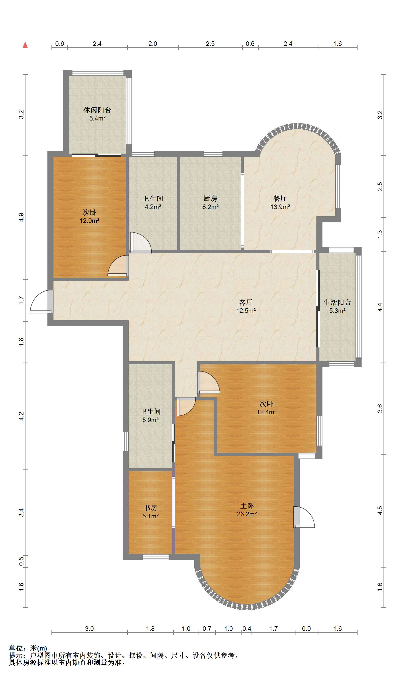 中南世纪城北区 3室2厅2卫 166m&sup2;