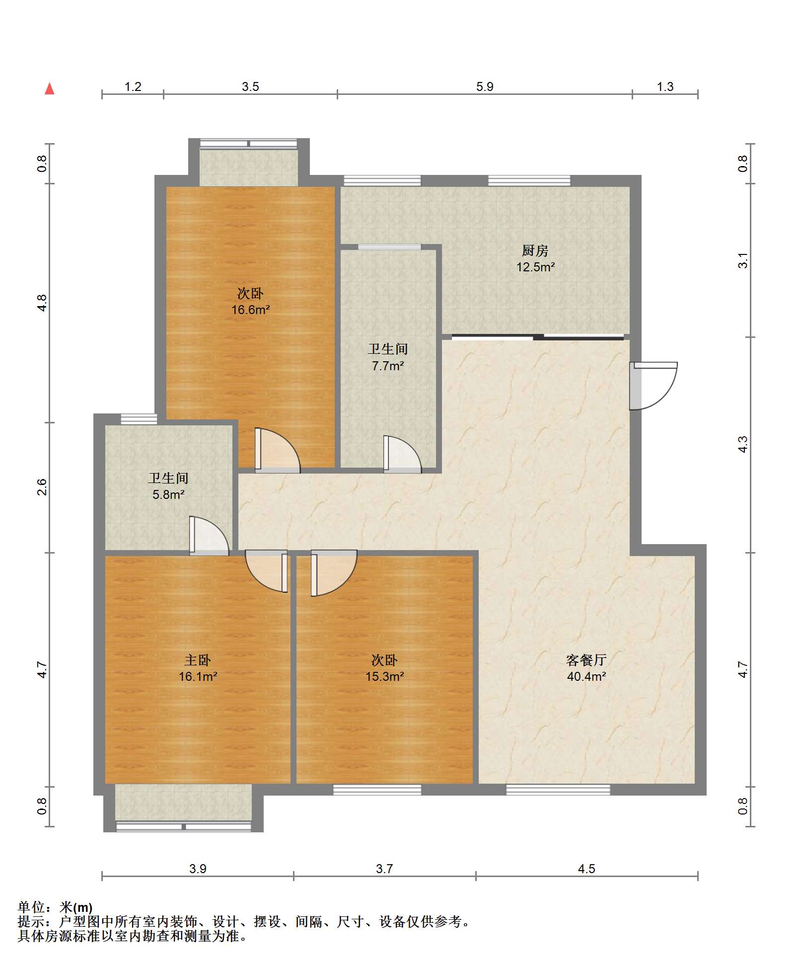 天安花园 3室2厅2卫 150.00m&sup2;