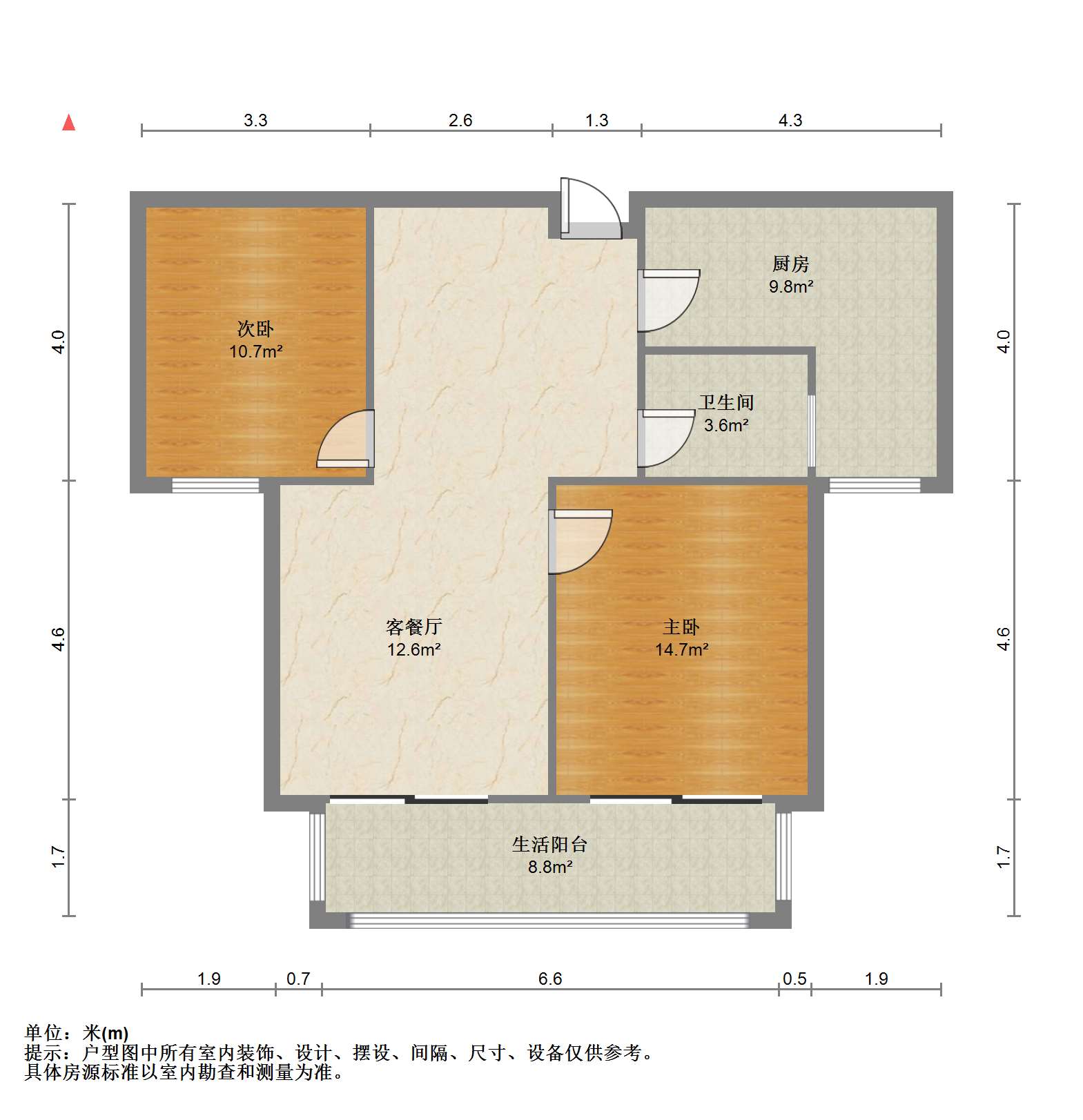 南通橡树湾 2室2厅1卫 89.89m&sup2;