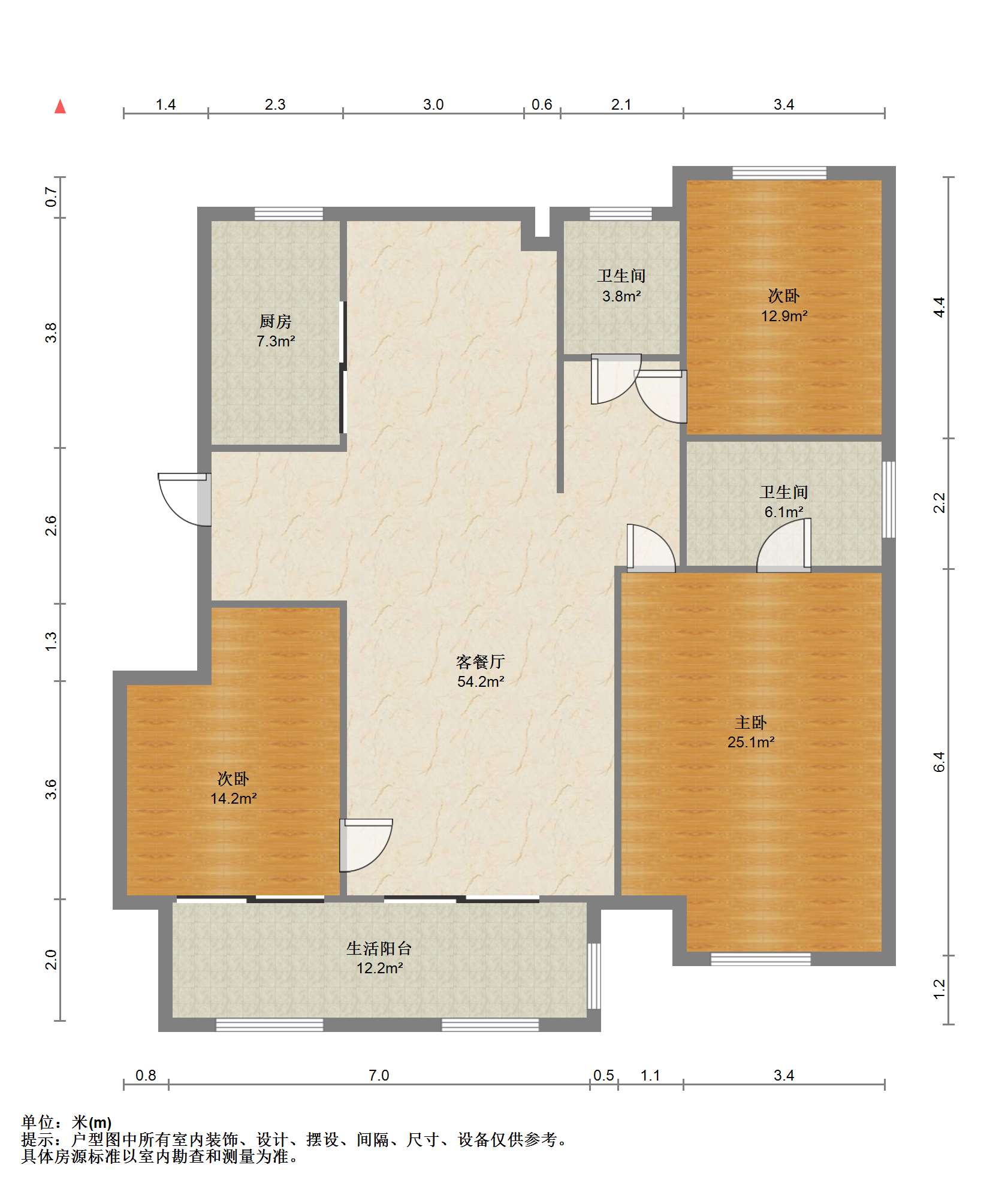 中南万科大都会 3室2厅2卫 130m&sup2;
